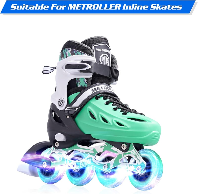 METROLLER 8 Pack 70mm Light up 82A Inline Skate Wheels with ABEC-7 Bearing, Indoor Outdoor Inline Skate Wheels Replacement Roller Blade Wheels Without Tool - Image 3
